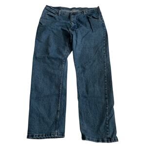 Wrangler Men's Size 38x30 Flex Regular Fit Straight Leg Blue Denim Jeans